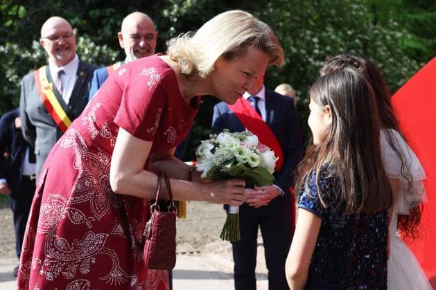 Queen Mathilde of Belgium pictured during a royal visit to the exhibition Mary of Hungary: Art and Power during the Renaissance , at the Mariemont Estate and Royal Museum, in Morlanwelz, on Tuesday 28 April 2026.  VIRGINIExLEFOUR 172256601