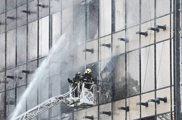 Russia Residential Complex Fire 9154234 28.04.2026 Firefighters work to extinguish a fire broke out at the Soul premium residential complex under construction in northern Moscow, Russia. At least three people were killed, six injured and 21 rescued, according to the Russian Emergencies Ministry. Maksim Blinov Sputnik Moscow Russia  Copyright: xMaksimxBlinovx