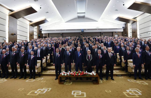 Turkish President Recep Tayyip Erdogan ANKARA, TURKIYE - APRIL 28: (----EDITORIAL USE ONLY - MANDATORY CREDIT - TURKISH PRESIDENCY MURAT KULA HANDOUT - NO MARKETING NO ADVERTISING CAMPAIGNS - DISTRIBUTED AS A SERVICE TO CLIENTS----) Turkish President Recep Tayyip Erdogan attends the Constitutional Court’s 64th Foundation Anniversary and Oath-Taking Ceremony in Ankara, Turkiye on April 28, 2026. TUR Presidency Murat Kula Anadolu Ankara Turkey. Editorial use only. Please get in touch for any other usage.  Copyright: x2026xAnadoluxTURxPresidencyx xMuratxKulax