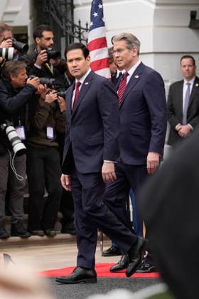 United States Secretary of State Marco Rubio, and US Secretary of the Treasury Scott Bessent arrive for the state arrival ceremony of King Charles III and Queen Camilla on the South Lawn of the White House on April 28, 2026 in Washington, DC. Copyright: xYurixGripasx xPoolxviaxCNPx MediaPunchx