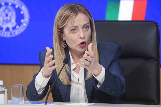 Rome, Palazzo Chigi press conference at the end of the Council of Ministers. Pictured: Giorgia Meloni.  Copyright: xStefanoxCarofeix xipa-agency.netx xStefanoxCarofeix IPA_Agency_IPA74298488