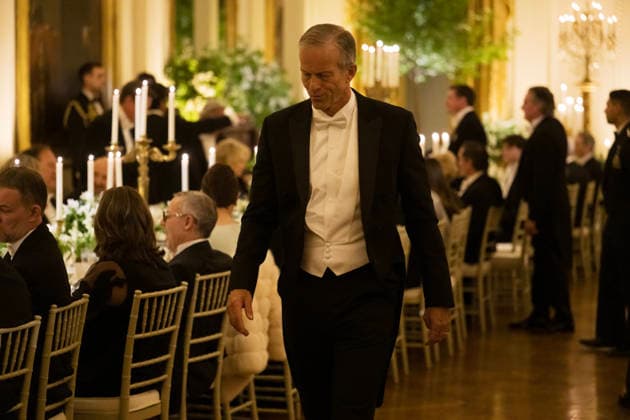Guests, including Senate Majority Leader John Thune (R-SD) are seen as President Donald Trump hosts a state dinner with Great Britain s King Charles and Queen Camilla at the White House on Tuesday, April 28, 2026 in Washington, D.C. Charles spoke to a joint session of Congress earlier in the day, and attended several events with U.S. President Donald Trump.  WAX20260428238 CraigxHudson