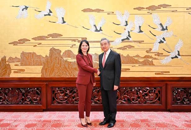 (260429) -- BEIJING, April 29, 2026 -- Chinese Foreign Minister Wang Yi, also a member of the Political Bureau of the Communist Party of China Central Committee, meets with President of the 80th Session of the United Nations General Assembly, Annalena Baerbock, in Beijing, capital of China, April 29, 2026. ) CHINA-BEIJING-WANG YI-UN GENERAL ASSEMBLY-80TH SESSION-PRESIDENT-MEETING (CN) YuexYuewei 