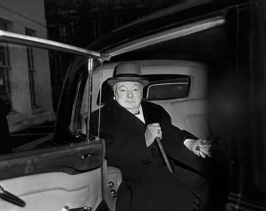 January 5, 1952, Washington, Dc, USA: British Prime Minister Winston Churchill sitting in car, Washington, D.C., USA, Abbie Rowe, National Parks Service, Harry S. Truman Library, January 5, 1952 Washington USA - ZUMAg145 19520105_zap_g145_003 Copyright: xJTxVintagex