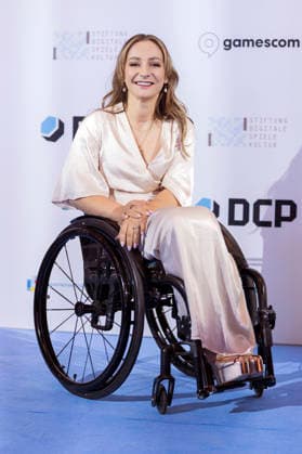 Kristina Vogel bei der Verleihung des Deutschen Computerspielpreises 2026 im Herkulessaal der Residenz. München, 29.04.2026