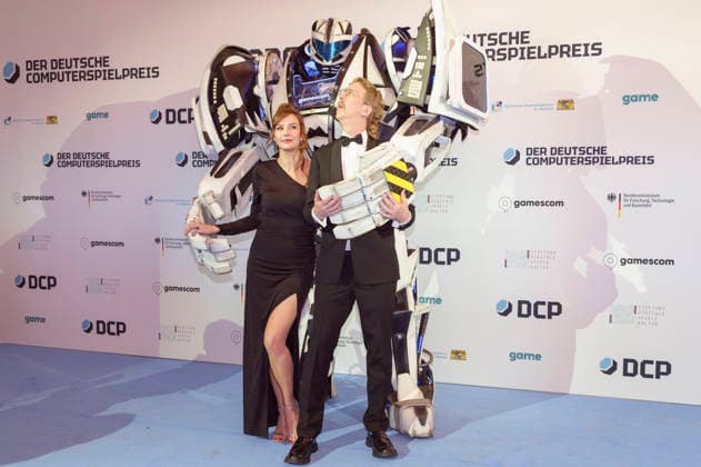 Katrin Bauerfeind und Uke Bosse bei der Verleihung des Deutschen Computerspielpreises 2026 im Herkulessaal der Residenz. München, 29.04.2026