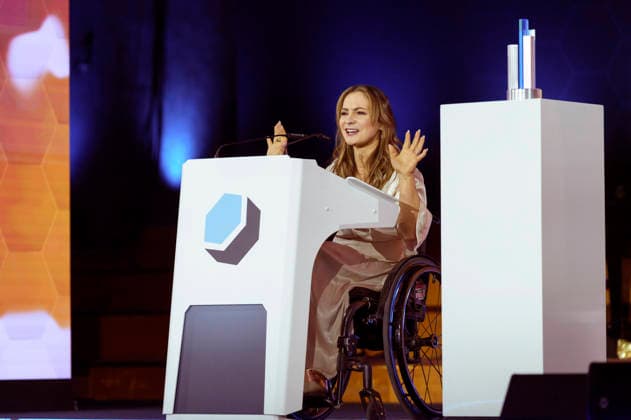 Kristina Vogel bei der Verleihung des Deutschen Computerspielpreises 2026 im Herkulessaal der Residenz. München, 29.04.2026