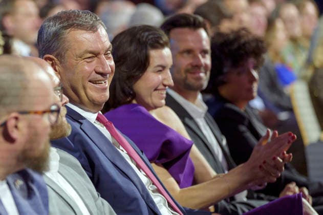 Markus Söder und Dorothee Bär bei der Verleihung des Deutschen Computerspielpreises 2026 im Herkulessaal der Residenz. München, 29.04.2026