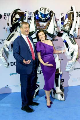 Markus Söder und Dorothee Bär bei der Verleihung des Deutschen Computerspielpreises 2026 im Herkulessaal der Residenz. München, 29.04.2026