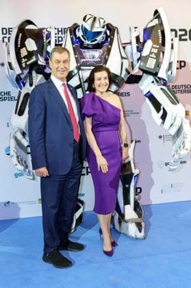 Markus Söder und Dorothee Bär bei der Verleihung des Deutschen Computerspielpreises 2026 im Herkulessaal der Residenz. München, 29.04.2026