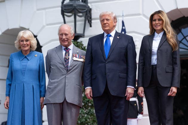 Trumps Bid Farewell to King Charles III and Queen Camilla United States President Donald J Trump and first lady Melania Trump host a farewell event with King Charles III of the United Kingdom of Great Britain and Northern Ireland and Queen Camilla on the South Portico of the White House in Washington, DC, USA, on Thursday, April 30, 2026. Credit: Aaron Schwartz Pool via CNP Washington District of Columbia United States  Copyright: xPool ABACAx
