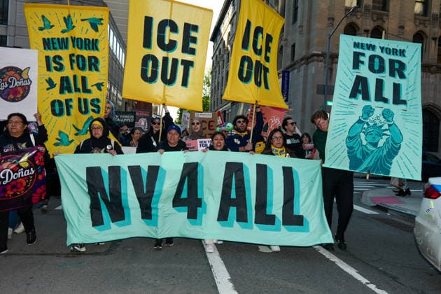 New York, NY- May 1: May Day Protest 2026 and Demonstrations in New York City at New York Stock Exchange, Washington Square Park with Mayor Mamdani, Union Square and Foley Square on MAy 1, 2026 Credit: Camara Porter USA - ZUMAa123 20260501_zaa_a123_152 Copyright: xAdMediax