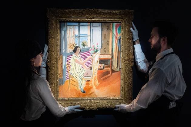May 1, 2026, Bronx, New York, USA: Auction assistants pose with Henri Matisse La Seance du matin during May Marquee Modern & Contemporary Auctions press preview at Sotheby s The Breuer in New York, NY on May 1, 2026. Bronx USA - ZUMAr339 20260501_znp_r339_033 Copyright: xLevxRadinx