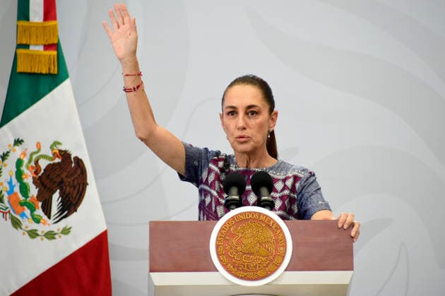 Mexican President Claudia Sheinbaum Holds International Workers Day Briefing Mexican President Claudia Sheinbaum Pardo speaks during a briefing on labor rights for International Workers Day, at the Mexico Contemporaneo Cultural Center. on May 1, 2026 in Mexico City, Mexico. (Photo by Luis Barron Eyepix Group) Copyright: xLuisxBarron xEyepixxGroupx LB_01052026_183212