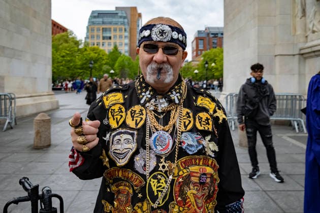 May 2, 2026, New York, New York, USA: Activist Vino Vinehaus at the 54th annual NYC Cannabis Parade & Million Mushroom March.made its way from Washington Square Park to Union Square in a tradition.of NY resiliance. Marching for the full realization of cannabis equity with a new tradition.of the struggle of a right to heal with the motto of Cures Not Wars. Activists paraded for the.de-stigmatization and decriminalization of fungi and plant medicines that offer hope to.so many. New York USA - ZUMAh156 20260502_znp_h156_002 Copyright: xMiloxHessx