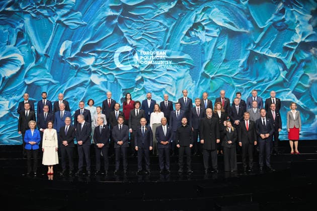 8th European Political Community Summit in Armenia YEREVAN, ARMENIA - MAY 4: Turkish Vice President Cevdet Yillmaz poses for a family photo during the opening ceremony of the 8th European Political Community Summit in Yerevan, Armenia, on May 4, 2026. Ahmet Okur Anadolu Yerevan Armenia. Editorial use only. Please get in touch for any other usage.  Copyright: x2026xAnadoluxAhmetxOkurx