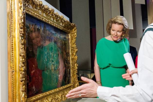Queen Mathilde of Belgium pictured during a royal visit to the BRUSK arts center in Brugge, Monday 04 May 2026. BRUSK is set to open for the public on 8 May.  KURTxDESPLENTER 172827051