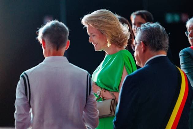 Queen Mathilde of Belgium pictured during a royal visit to the BRUSK arts center in Brugge, Monday 04 May 2026. BRUSK is set to open for the public on 8 May.  KURTxDESPLENTER 172827133