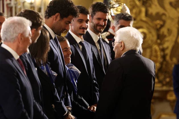 Rome - Italy, May 4, 2026: Jasmine Paolini, Sergio Mattarella. A special meeting at the Quirinale Palace between President Sergio Mattarella and the Italian women s and men s national tennis teams, who achieved an extraordinary feat: winning the 2025 Billie Jean King Cup and the 2025 Davis Cup. Talent, determination, and team spirit that have made Italian sporting history.  Copyright: xmarcoxiacobuccix xipa-agency.netx xmarcoxiacobuccix IPA_Agency_IPA74427750