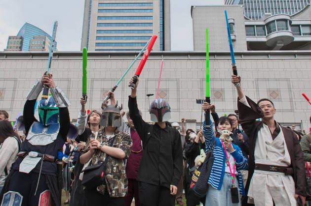 A Star Wars fan celebrate during the event Star Wars Day in Yokohama, Kanagawa-Prefecture, Japan on Monday, May 4, 2026.  TKP2026050417 KEIZOxMORI