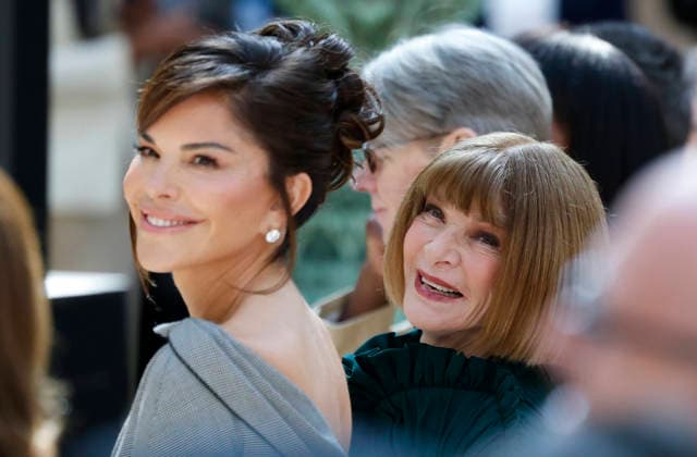 Anna Wintour and Lauren Sanchez wait to deliver remarks when they attend the press preview for the 2026 Met Gala celebrating Costume Art at The Metropolitan Museum of Art on Monday, May 4, 2026 in New York City. Costume Art was curated by Andrew Bolton, Curator in Charge, and The Costume Institute s first exhibition in The Met s new, nearly 12,000-square-foot galleries adjacent to the Great Hall which displays The Costume Institute s annual spring exhibition.  NYP20260504102 JOHNxANGELILLO
