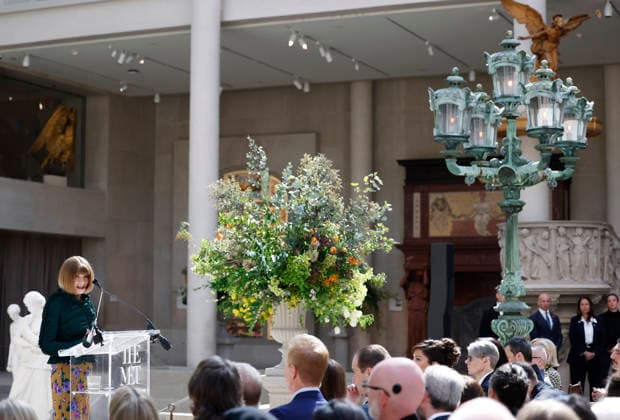 Anna Wintour delivers remarks at the press preview for the 2026 Met Gala celebrating Costume Art at The Metropolitan Museum of Art on Monday, May 4, 2026 in New York City. Costume Art was curated by Andrew Bolton, Curator in Charge, and The Costume Institute s first exhibition in The Met s new, nearly 12,000-square-foot galleries adjacent to the Great Hall which displays The Costume Institute s annual spring exhibition.  NYP20260504105 JOHNxANGELILLO