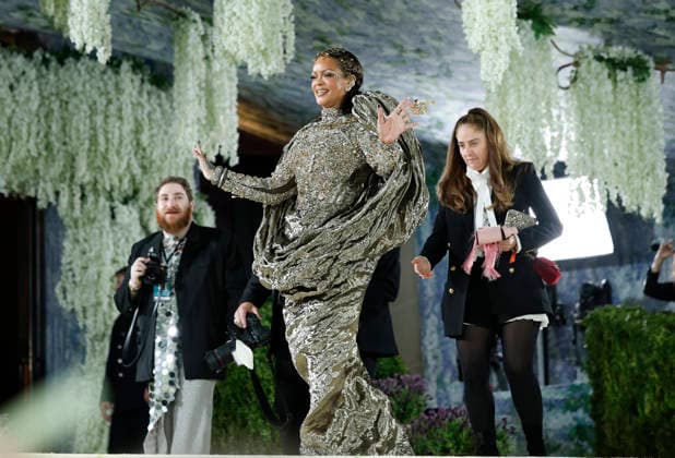 Rihanna arrives on the red carpet for the 2026 Met Gala celebrating Costume Art at The Metropolitan Museum of Art on Monday, May 4, 2026 in New York City.  NYP202605045005 JOHNxANGELILLO