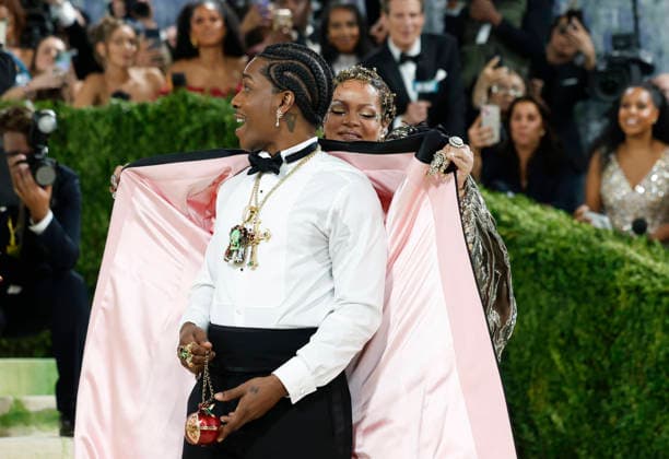 Rihanna and A$AP Rocky arrive on the red carpet for the 2026 Met Gala celebrating Costume Art at The Metropolitan Museum of Art on Monday, May 4, 2026 in New York City.  NYP202605045009 JOHNxANGELILLO
