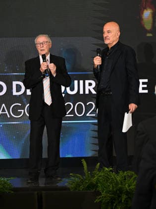 Rome, 71st edition of the David di Donatello Awards, Ceremony at the Quirinale. In the photo: Claudio Bisio, bruno bozzetto  Copyright: xMarcoxProvvisionatox xipa-agency.netx xDxAvanzo Landi Provvisionatox IPA_Agency_IPA74451267