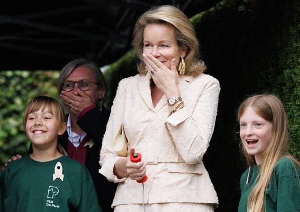 Queen Mathilde of Belgium pictured during a royal visit to the VUB STEAM Academy, in Gooik, on Tuesday 05 May 2026. The King and Queen visit the province of Flemish Brabant, making several stops along the way.  BENOITxDOPPAGNE 172947264