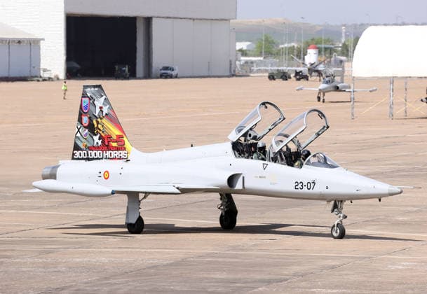 05-05-2026 Leonor, Princess of Asturias flies in an F-5 jet aircraft with a 23rd Wing instructor at the 23rd Wing Fighter and Attack Military School at the Talavera la Real Air Base, 22 April 2026, in Badajoz, Spain. Â  Copyright: xPPEx