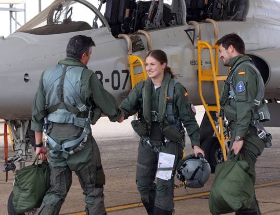 Her Royal Highness Princess Leonor, Princess of Asturias, makes her first training flight in the F5 fighter jet at Wing 23 of Talavera la Real (Badajoz) at Los Llanos Air Base, Albacete, Spain, May 5, 2026 Su Alteza Real la Princesa Leonor, Princesa de Asturias, realiza su primer vuelo de instrucción en el avión de combate F5 en el Ala 23 de Talavera la Real (Badajoz) en la Base Aérea de Los Llanos, Albacete, Espana 05 de Mayo de 2026 Casa Real Cordon Press Mandatory credit: Casa de S.M. el Rey Cordon Press 