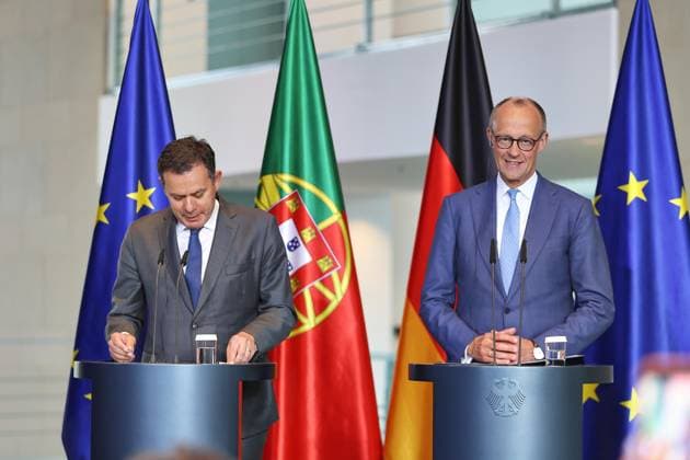 Berlin, Deutschland, 05.05.2026: Bundeskanzleramt: Empfang des portugiesischen Regierungschefs: Luis Montenegro und der deutsche Bundeskanzler Friedrich Merz (CDU) *** Berlin, Germany, 05 05 2026 Federal Chancellery Reception of the Portuguese Head of Government Luis Montenegro and the German Chancellor Friedrich Merz CDU Copyright: xdtsxNachrichtenagenturx dts_117875