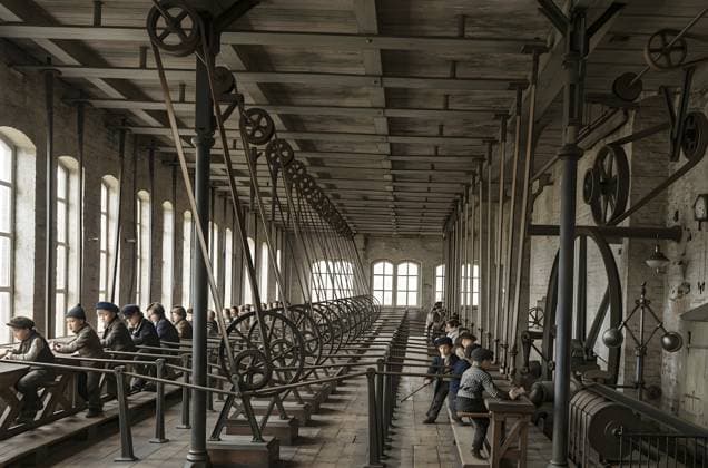 Kinderarbeit in einer Fabrik um 1858, historische Abbildung, digital bearbeitet, Ausbeutung, Tagelöhner, Kapitalismus, Arbeit, Bildung Child labor in a factory around 1858, historical illustration, digitally processed, exploitation, day labourers, capitalism, work, education Copyright: imageBROKER MichaelxNitzschke ibxtlo17047946.jpg