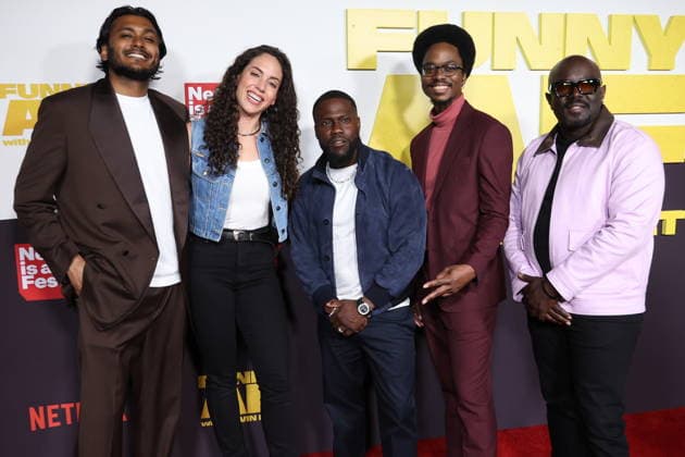 LOS ANGELES, CALIFORNIA - MAY 05: Usama Siddiquee, Caitlin Peluffo, Kevin Hart, Ron Taylor and Reg Thomas at as Netflix Is A Joke Festival Presents: Funny AF with Kevin Hart at The United Theater on Broadway on May 05, 2026 in Los Angeles, California. Credit: USA - ZUMAa123 20260505_zaa_a123_046 Copyright: xAdMediax