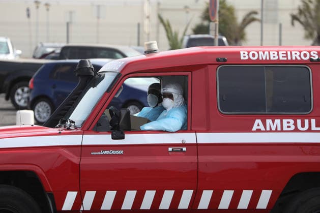 (260506) -- PRAIA, May 6, 2026 -- An ambulance involved in the evacuation of passengers suspected of hantavirus infection is pictured in Praia, Cabo Verde, on May 6, 2026. Cabo Verde on Wednesday carried out an air evacuation of three passengers suspected of hantavirus infection from the Dutch cruise ship MV Hondius, which had been anchored off the capital, Praia. The evacuation was conducted under strict security and health protocols, with personnel from the national police and public health services deployed from the Port of Praia to Nelson Mandela International Airport on Santiago Island. The three passengers were transferred by air ambulance, with the two aircraft departing at 10:55 a.m. local time (1155 GMT) in quick successio 