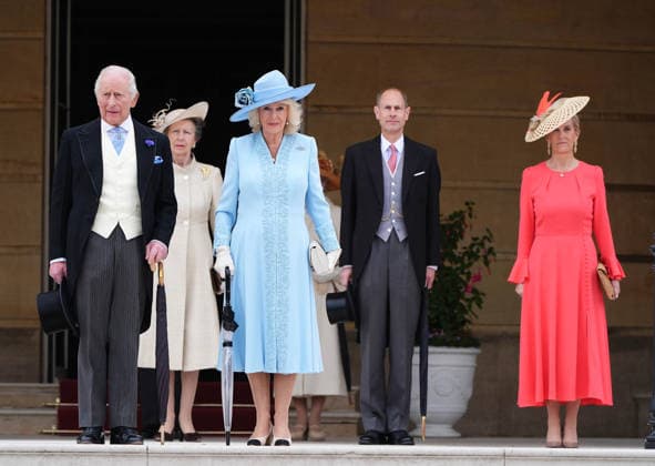 Royal Garden Party at Buckingham Palace (left to right) King Charles III, the Princess Royal, Queen Camilla and the Duke and Duchess of Edinburgh stand at the top of the Garden steps before the start of a Royal Garden Party at Buckingham Palace, London. Picture date: Wednesday May 6, 2026., Credit:Aaron Chown Avalon UK, London  Copyright: xAaronxChownx xAvalonx 1096939067