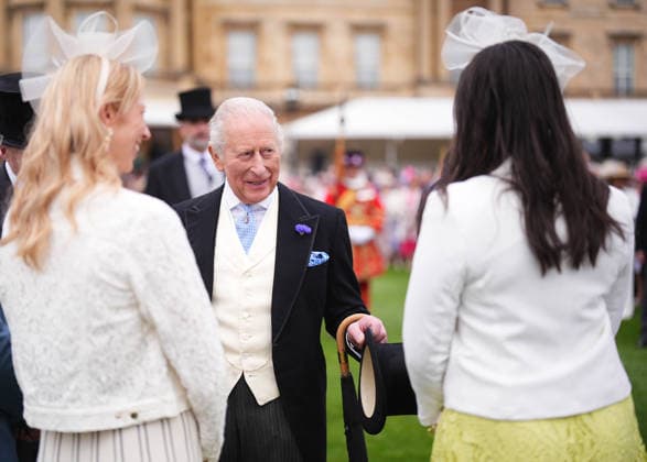 Royal Garden Party at Buckingham Palace King Charles III talks to guests during a Royal Garden Party at Buckingham Palace, London. Picture date: Wednesday May 6, 2026., Credit:Aaron Chown Avalon UK, London  Copyright: xAaronxChownx xAvalonx 1096939110