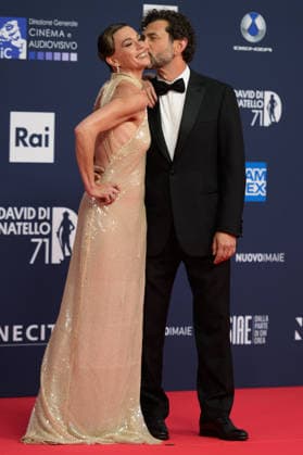 Milena Mancini and Vinicio Marchioni attend the red carpet of the 71st David Di Donatello italian cinema awards at Cinecitta in Rome (Italy) on May 6, 2026. andreaxstaccioli