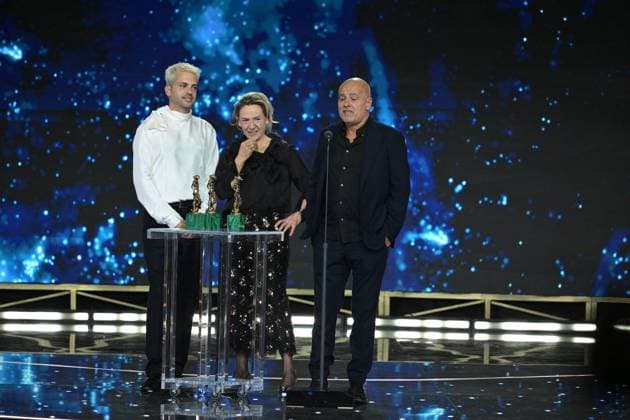 Rome, 71st David di Donatello Awards, Broadcast. Pictured: Andrea Paolo Massara, Ilaria de Laurentiis, and Raffaele Brunetti  Copyright: xMaurizioxD Avanzox xipa-agency.netx xDxAvanzo Provvisionato Landix IPA_Agency_IPA74481551