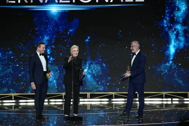 Rome, 71st David di Donatello Awards, Broadcast. Pictured: Alessandro Araimo, Piera De Tassis, Riccardo Tinnirello  Copyright: xMaurizioxD Avanzox xipa-agency.netx xDxAvanzo Provvisionato Landix IPA_Agency_IPA74481603
