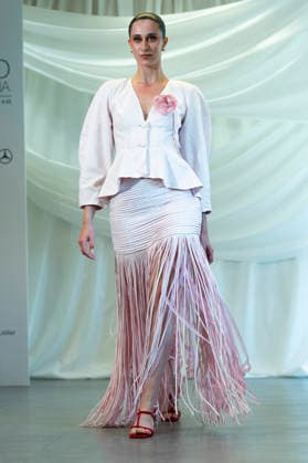 Summer Fashion Week Latam 2026 in Madrid, Spain - 6 MAY 2026. A model walks the runway at the Faride fashion show during the Summer Fashion Week Latam 2026 at the Pons Foundation . Madrid Spain Copyright: xAtilanoxGarciax xSOPAxImagesx photos17789