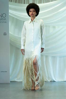 Summer Fashion Week Latam 2026 in Madrid, Spain - 6 MAY 2026. A model walks the runway at the Faride fashion show during the Summer Fashion Week Latam 2026 at the Pons Foundation . Madrid Spain Copyright: xAtilanoxGarciax xSOPAxImagesx photos17793