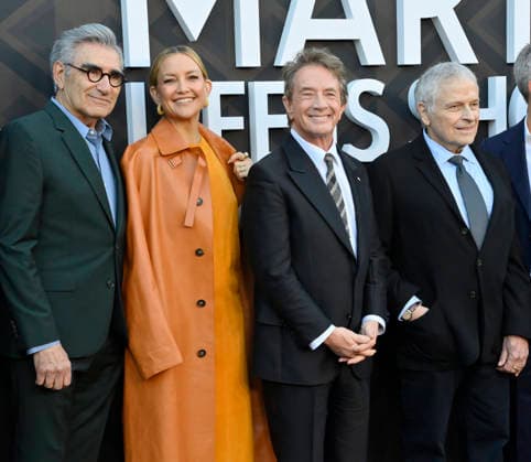 Eugene Levin, Kate Hudson, Martin Short and Lawrence Kasden (L-R) attend the premiere of Netflix s documentary Marty Life Is Short at the Egyptian Theatre in the Hollywood section of Los Angeles on Wednesday, May 6, 2026. Storyline: The definitive documentary on comedian Martin Short, exploring his career across film, television, theater and comedy.  LAP2026050622 JIMxRUYMEN