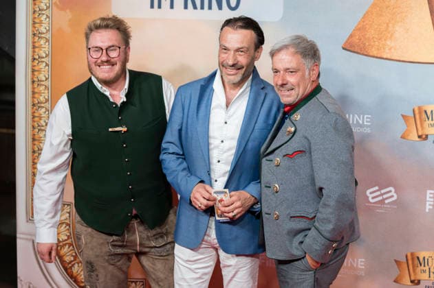 Kay Simon, Manfred Stecher und Christian Swoboda bei der Premiere des Kinofilms Ein Münchner im Himmel - Der Tod ist erst der Anfang im Mathäser Filmpalast. München, 06.05.2026