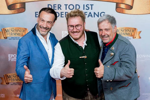 Manfred Stecher, Kay Simon und Christian Swoboda bei der Premiere des Kinofilms Ein Münchner im Himmel - Der Tod ist erst der Anfang im Mathäser Filmpalast. München, 06.05.2026