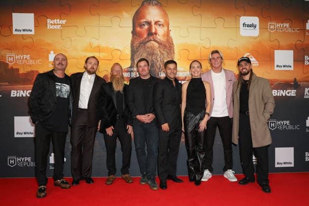 May 7, 2026: BEN HIGGS, GUMMY JOHNSTON, BLAKE JOHNSTON, MACARIO DE SOUZA (C), MARLEE SILVA (3nd R), KODA KILLORN (2nd R) and KOBIE DEE (R) attend the In Pieces Together Sydney Premiere at Hoyts Entertainment Quarter on May 7, 2026 in Sydney, Australia  - ZUMAa155 20260507_aaa_a155_032 Copyright: xChristopherxKhouryx
