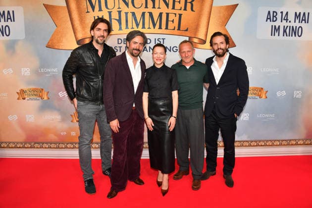 Max Wiedemann, David Dietl, Hannah Herzsprung, Maximilian Brückner, Hannah Herzsprung und Quirin Berg Premiere Ein Münchner im Himmel - Der Tod ist erst der Anfang Kinofilm Mathäser Filmpalast München 06. Mai 2026