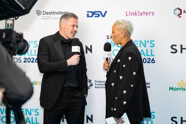 Womens Football Awards hosted at The Chancery Roswood, London, UK on 7 May 2026 Jamie Carragher talking to Lianne Sanders on the red carpet at the Women™s Football Awards 2026, Credit:Liam Daysh-Holmes Avalon  Copyright: xLiamxDaysh-Holmesx xAvalonx 1097208863