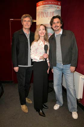 Martin Kochendörfer, Martina Klier und Damiano Michieletto bei der Premiere des Kinofilms Vivaldi und ich im Cinema Paris. Berlin, 07.05.2026